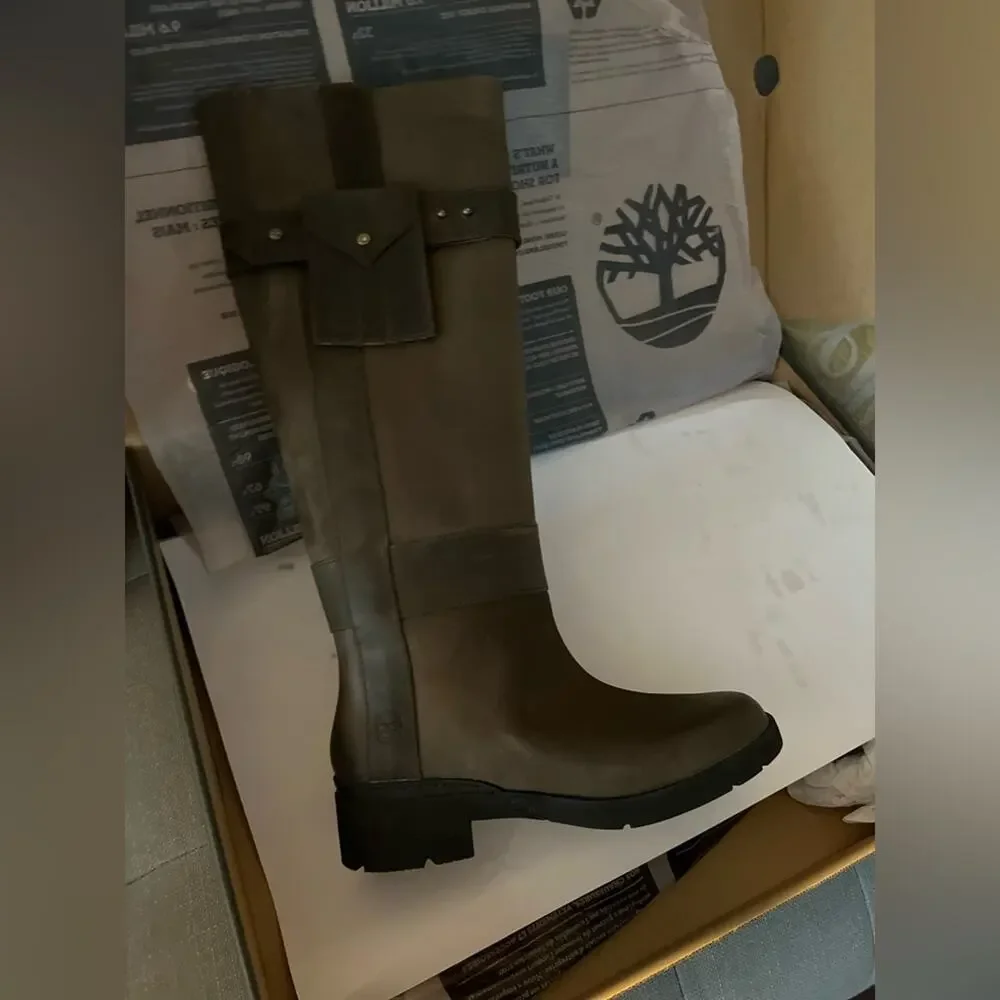 Timberland Graceyn Tall Pull-On Brown Waterproof Leather Riding Boots Size 6.5M